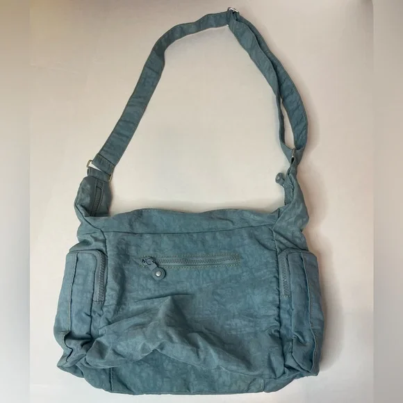 Acid Washed Print Blue Nylon Crossbody Bag - Picture 4 of 6